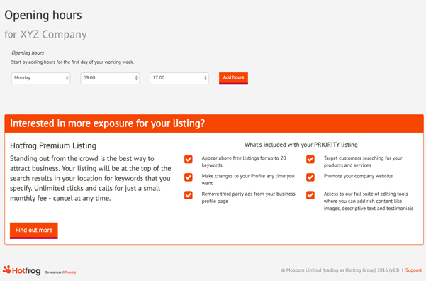 Add your business hours