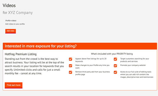 Add company or product videos